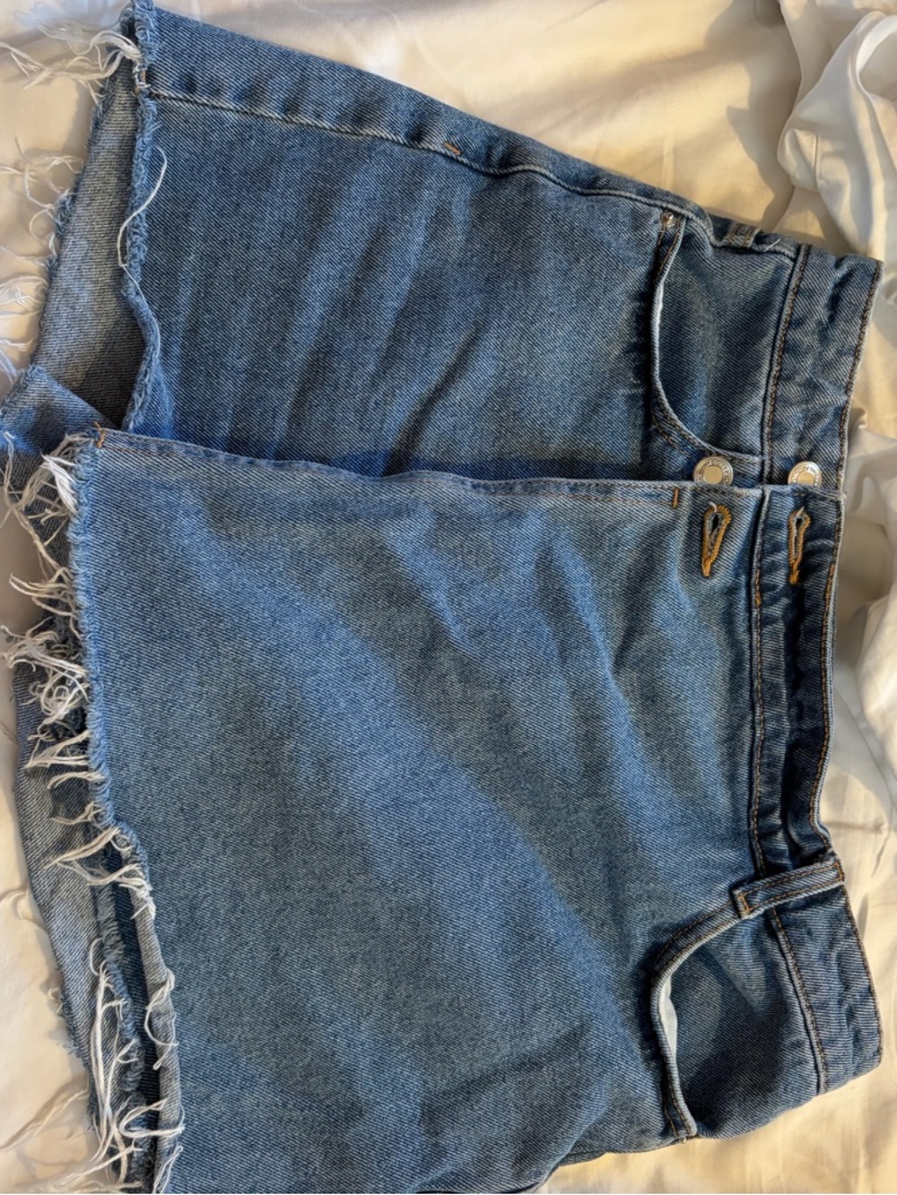 Zara Light Blue Denim Shorts with Contrast Stitching